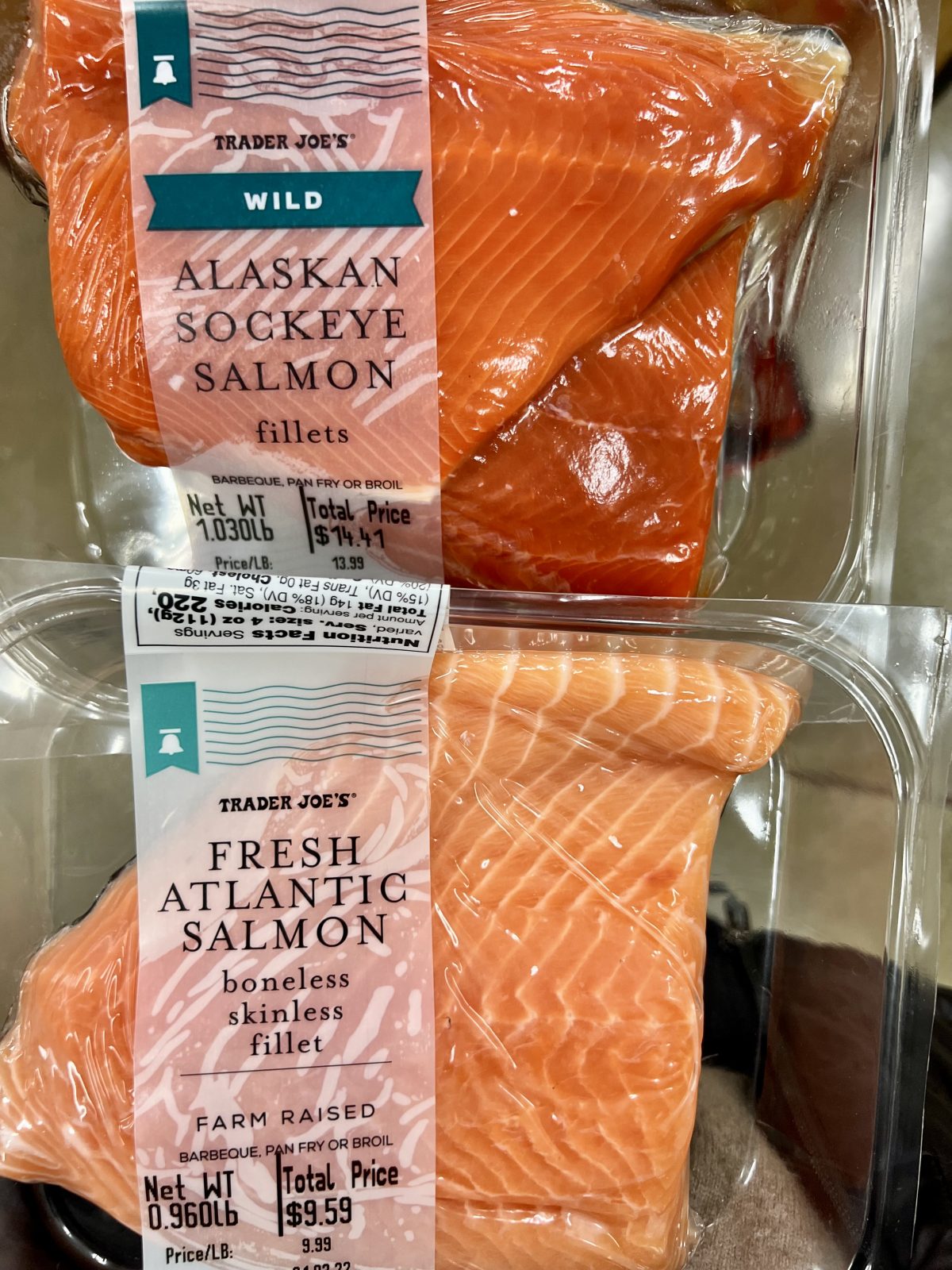 Wild and Atlantic Salmon at Trader Joes