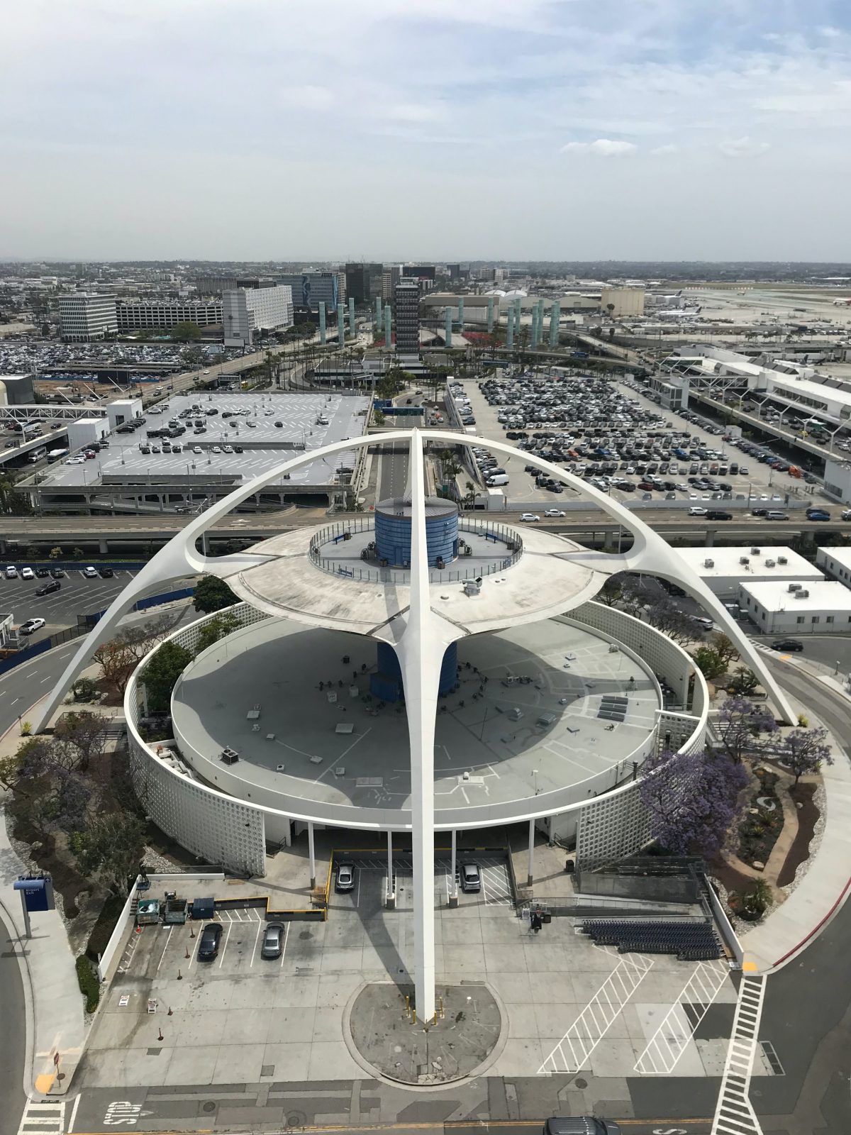 arial view of LAX Theme Building called Googie