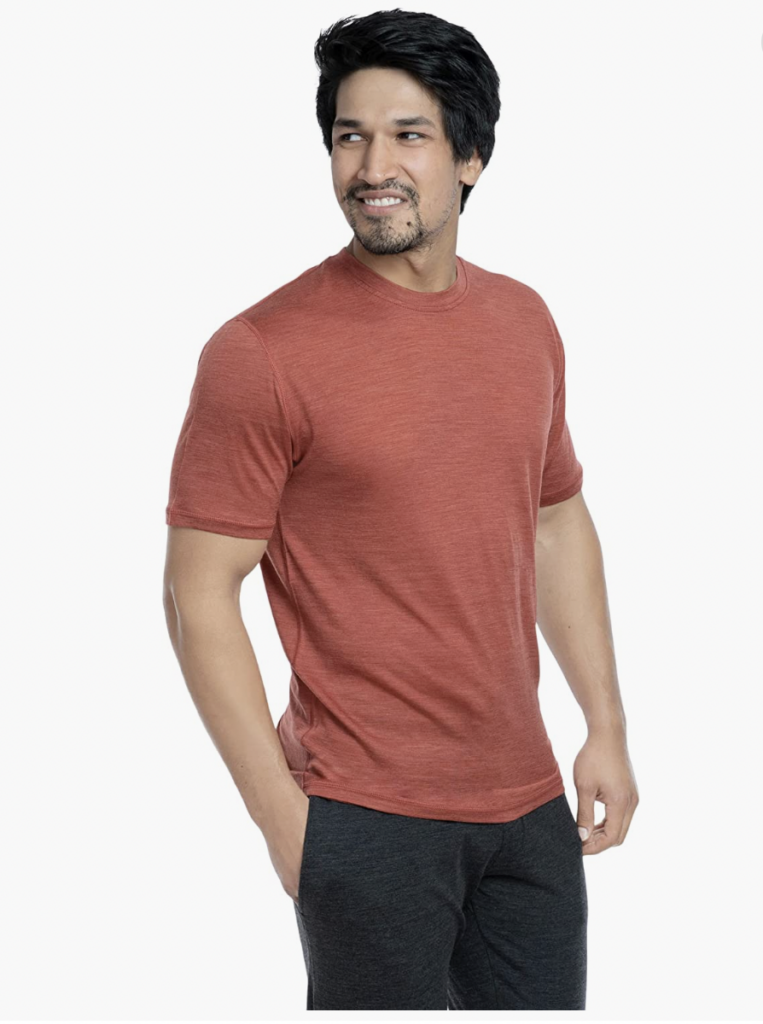 Wooly tshirt for men in a burnt orange color