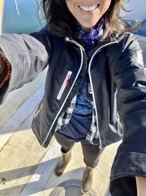 Megan Waldrep wearing legacy XTRATUF boots on a commercial lobster fishing boat