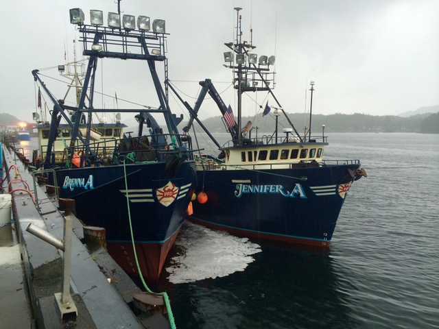Commercial crabbing fishing vessels Brenna A and Jennifer A in Alaska