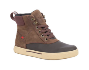Xtratuf leather lace up deck boot in brown with vanilla trim