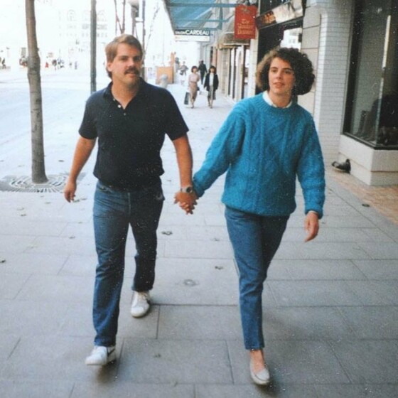 Pat and Jenny Gore Dwyer walking hand in hand