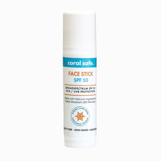 Reef Safe Sunscreen SPF 50 Facestick - Biodegradable, Hawaii & Mexico Approve, Zinc, Vitamin E, Oxybenzone & Octinoxate Free, Water Resistant, Natural Ingredients, Made in USA by Coral Safe