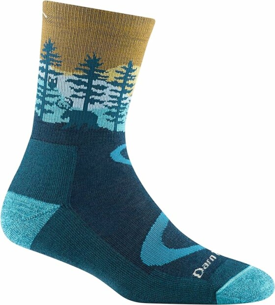 darn tough socks with alpine scene with river and moose